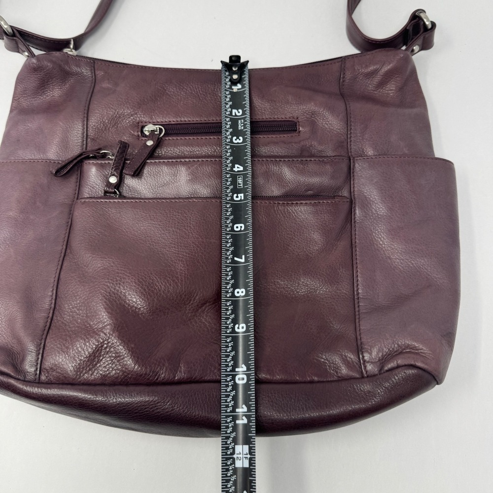 Osgoode Marley Plum Leather RFID Crossbody Bag Organizer Purse - Picture 8 of 11